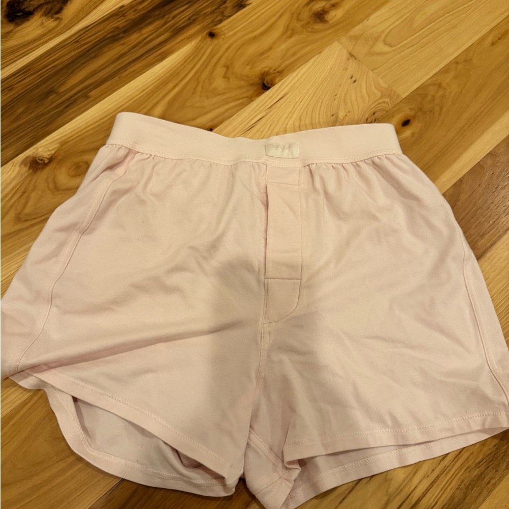 SKIMS Pink Pajama Shorts with Elastic Waistband and Relaxed Fit
